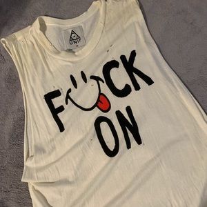 👅 UNIF FCK ON Distressed Muscle Tank